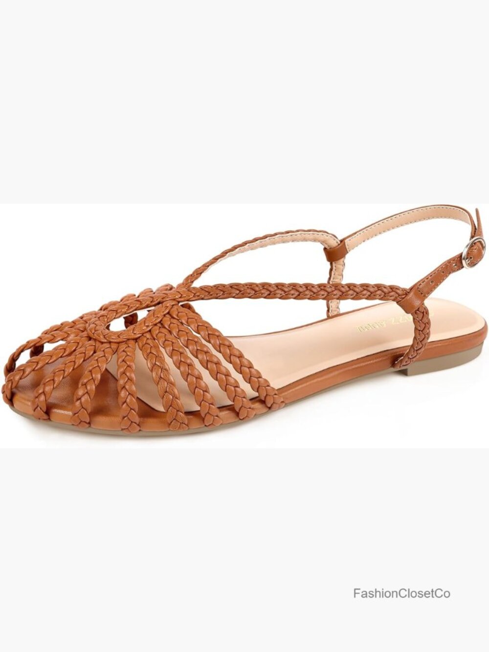 Women's Braided Flat Sandals Memory Foam Comfort Sandals Summer Slingback Ankle